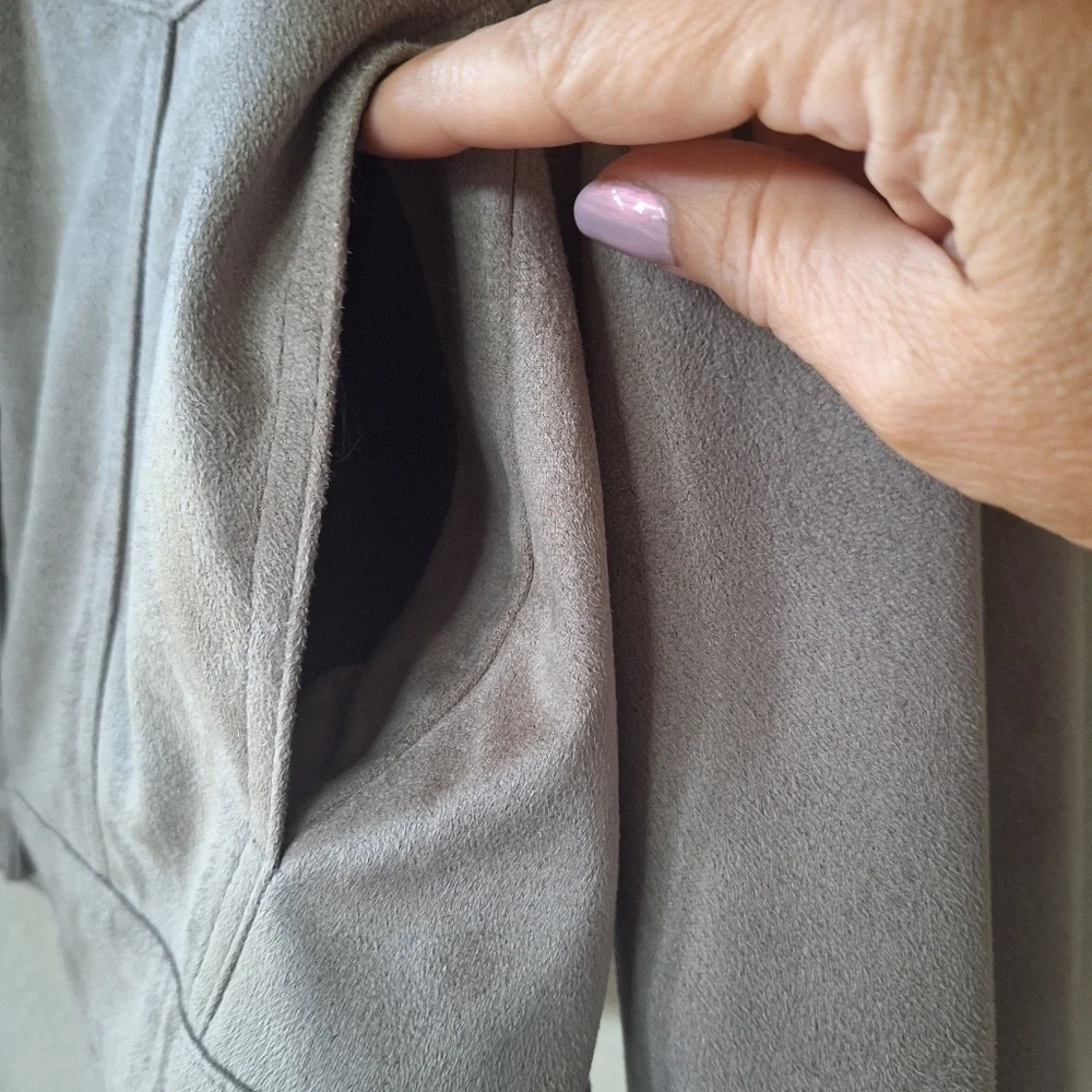 Zara Casadora Mens Gray Faux Suede Button Down Lightweight Jacket Size XL